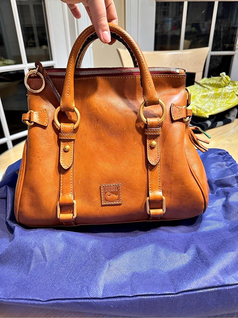 Dooney & Bourke Florentine Double Strap Tassel Satchel Brown